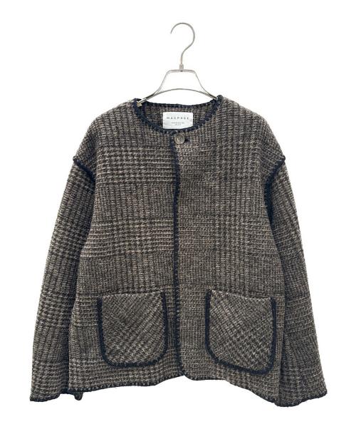 MACPHEE（マカフィー）MACPHEE (マカフィー) チェックスパーク クルーネックジャケット ブラウン サイズ:36の古着・服飾アイテム
