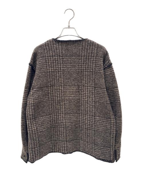 MACPHEE（マカフィー）MACPHEE (マカフィー) チェックスパーク クルーネックジャケット ブラウン サイズ:36の古着・服飾アイテム