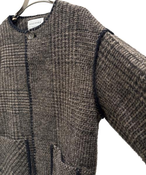 MACPHEE（マカフィー）MACPHEE (マカフィー) チェックスパーク クルーネックジャケット ブラウン サイズ:36の古着・服飾アイテム