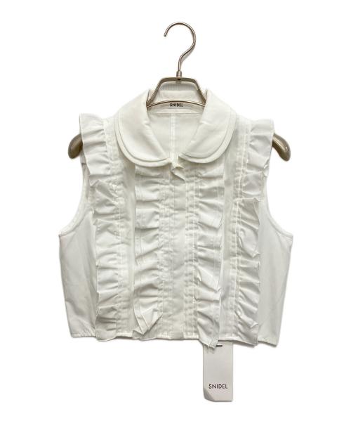 Snidel（スナイデル）Snidel (スナイデル) ノースリクロップドフリルシャツ ホワイト サイズ:FREE 未使用品の古着・服飾アイテム