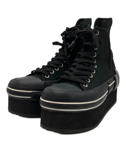 LIMI feu（リミフゥ）LIMI feu (リミフゥ) キャンバス プラットフォーム スニーカー ブラック サイズ:4の古着・服飾アイテム