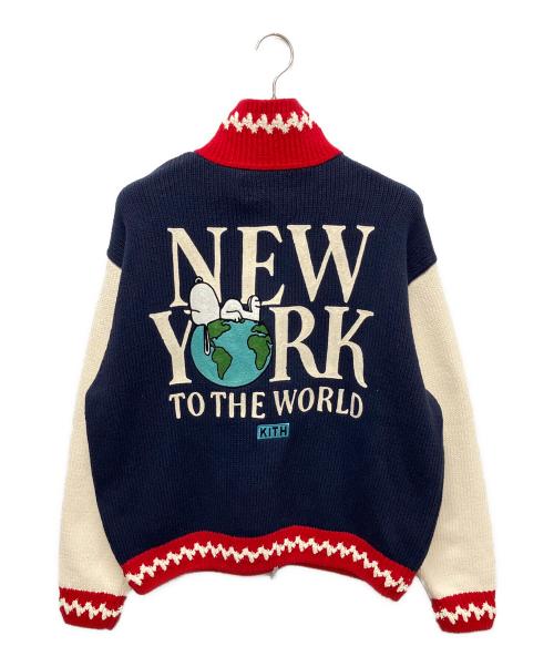 KITH（キス）KITH (キス) PEANUTS (ピーナッツ) フルジップセーター　25-080-060-0014-1-0 ネイビー×ホワイト サイズ:Mの古着・服飾アイテム