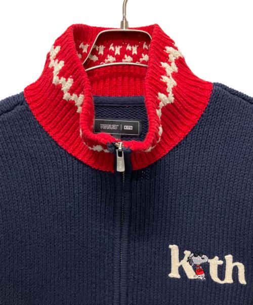 KITH（キス）KITH (キス) PEANUTS (ピーナッツ) フルジップセーター　25-080-060-0014-1-0 ネイビー×ホワイト サイズ:Mの古着・服飾アイテム