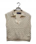 POLO RALPH LAURENポロ・ラルフローレン）の古着「ノースリーブケーブルニットポロ」｜アイボリー