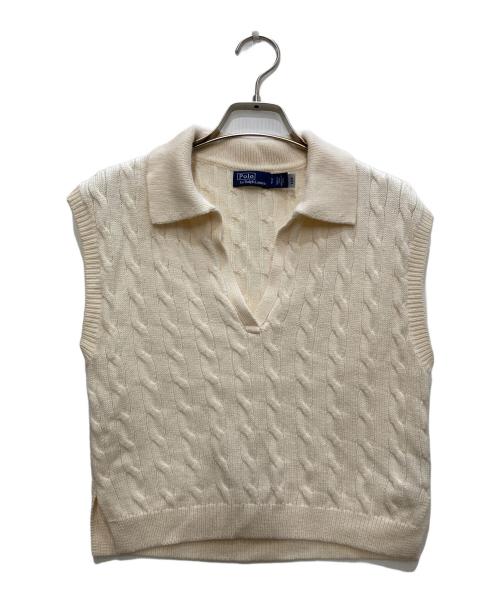 POLO RALPH LAUREN（ポロ・ラルフローレン）POLO RALPH LAUREN (ポロ・ラルフローレン) ノースリーブケーブルニットポロ アイボリー サイズ:Sの古着・服飾アイテム