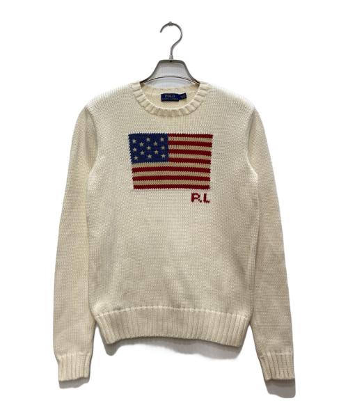 POLO RALPH LAUREN（ポロ・ラルフローレン）POLO RALPH LAUREN (ポロ・ラルフローレン) フラッグコットンセーター アイボリー サイズ:Ｍの古着・服飾アイテム