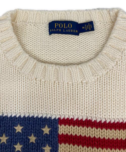 POLO RALPH LAUREN（ポロ・ラルフローレン）POLO RALPH LAUREN (ポロ・ラルフローレン) フラッグコットンセーター アイボリー サイズ:Ｍの古着・服飾アイテム