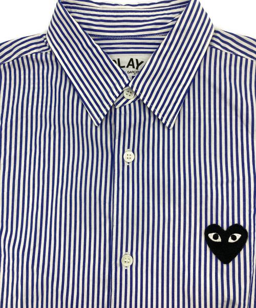 PLAY COMME des GARCONS（プレイコムデギャルソン）PLAY COMME des GARCONS (プレイコムデギャルソン) ストライプシャツ ブルー×ホワイト サイズ:Lの古着・服飾アイテム
