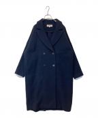 ENFOLDエンフォルド）の古着「ダブルビーバーボックスダブルロングコート 3008A230-1400」｜ネイビー