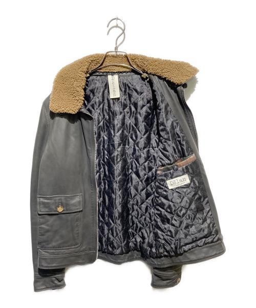 DELAN（デラン）DELAN (デラン) ムートンカラーレザージャケット ブラウン サイズ:46の古着・服飾アイテム