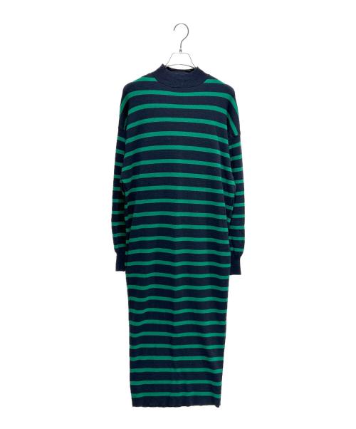 L'appartement（アパルトモン）L'appartement (アパルトモン) ボーダーニットワンピース ネイビー×グリーン サイズ:Fの古着・服飾アイテム