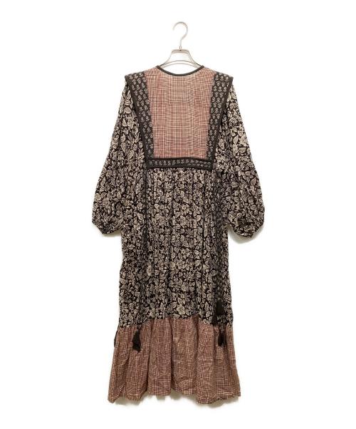 saruche（サルーチェ）saruche (サルーチェ) ブロックプリントワンピース ブラウン サイズ:Fの古着・服飾アイテム