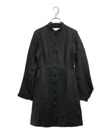 JIL SANDER（ジルサンダー）の古着「スタンドカラー コーティングリネンシャツワンピース」｜ブラック