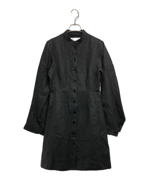 JIL SANDER（ジルサンダー）JIL SANDER (ジルサンダー) スタンドカラー コーティングリネンシャツワンピース ブラック サイズ:32の古着・服飾アイテム