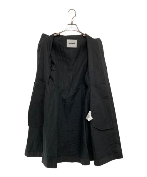 JIL SANDER（ジルサンダー）JIL SANDER (ジルサンダー) スタンドカラー コーティングリネンシャツワンピース ブラック サイズ:32の古着・服飾アイテム
