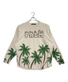 Palm Angels（パーム エンジェルス）の古着「Skull Printed Crewneck T-Shirt」｜ベージュ