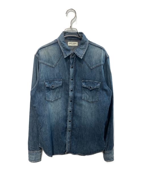Saint Laurent Paris（サンローランパリ）Saint Laurent Paris (サンローランパリ) デニムウエスタンシャツ　498101 Y880L インディゴ サイズ:Lの古着・服飾アイテム