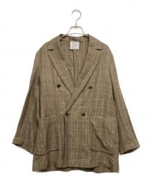 IENA LA BOUCLE（イエナ ラ ブークル）の古着「リネンレーヨングレンチェックテーラードジャケット」｜ブラウン