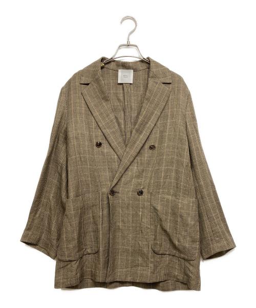 IENA LA BOUCLE（イエナ ラ ブークル）IENA LA BOUCLE (イエナ ラ ブークル) リネンレーヨングレンチェックテーラードジャケット ブラウン サイズ:Freeの古着・服飾アイテム