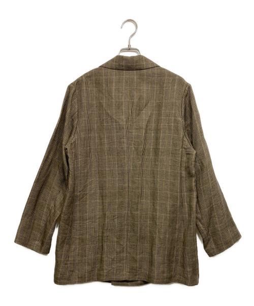 IENA LA BOUCLE（イエナ ラ ブークル）IENA LA BOUCLE (イエナ ラ ブークル) リネンレーヨングレンチェックテーラードジャケット ブラウン サイズ:Freeの古着・服飾アイテム