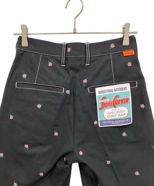 UNIVERSAL OVERALL（ユニバーサルオーバーオール）UNIVERSAL OVERALL (ユニバーサルオーバーオール) NON TOKYO (ノントーキョー) FLOWER EMBROIDERY TUCK SHORTS ブラック サイズ:2の古着・服飾アイテム