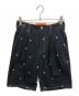 UNIVERSAL OVERALL（ユニバーサルオーバーオール）の古着「FLOWER EMBROIDERY TUCK SHORTS」｜ブラック