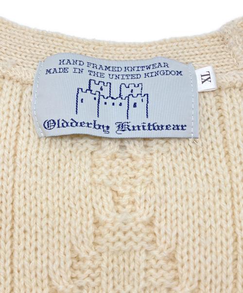 oldderby Knitwear（オールドダービーニットウェア）oldderby Knitwear (オールドダービーニットウェア) ケーブルニットカーディガン アイボリー サイズ:XLの古着・服飾アイテム