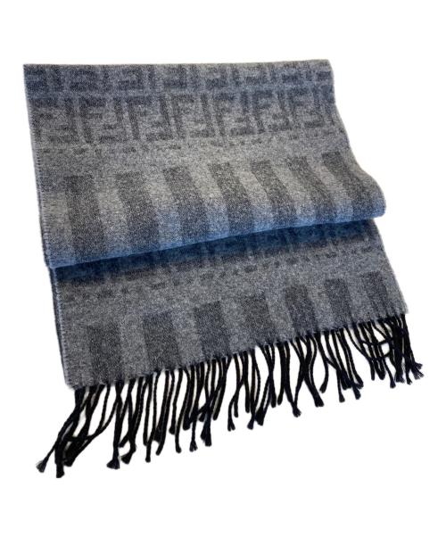 FENDI（フェンディ）FENDI (フェンディ) ズッカ柄フリンジウールマフラー グレーの古着・服飾アイテム