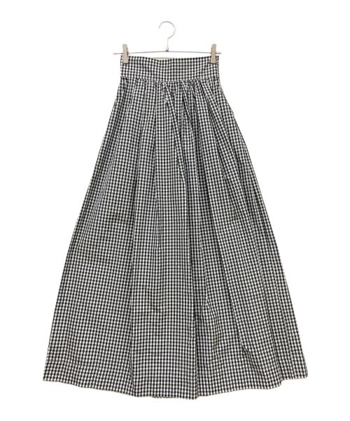 elu.（エル）elu. (エル) Suzan tack&gather skirt shape Wide Pants ホワイト×ブラック サイズ:Mの古着・服飾アイテム