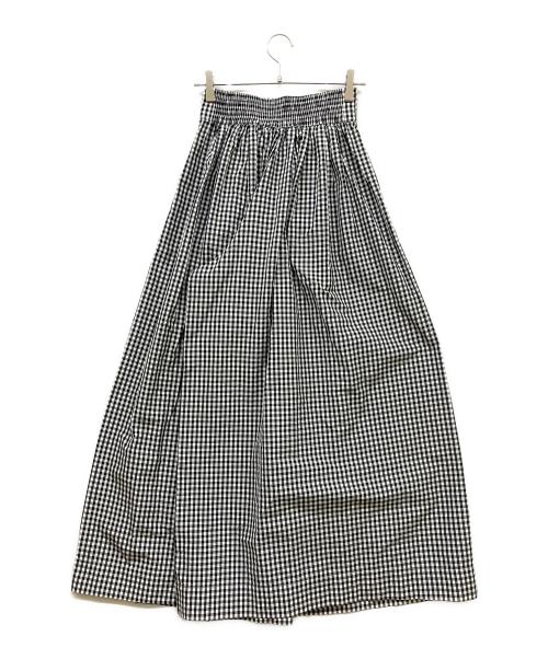 elu.（エル）elu. (エル) Suzan tack&gather skirt shape Wide Pants ホワイト×ブラック サイズ:Mの古着・服飾アイテム