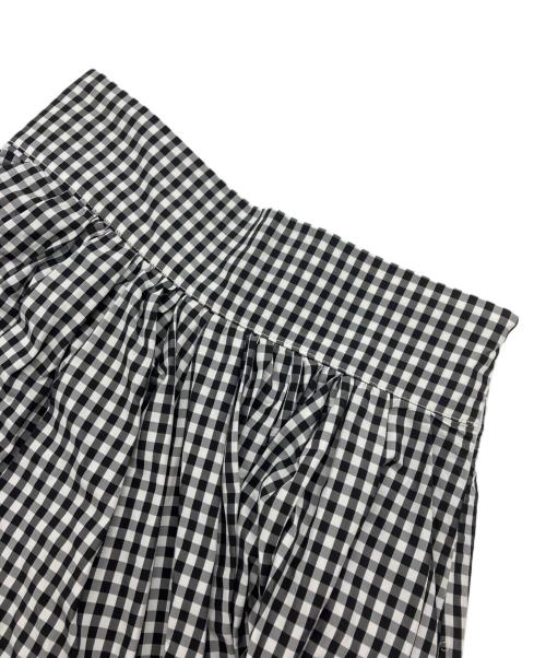 elu.（エル）elu. (エル) Suzan tack&gather skirt shape Wide Pants ホワイト×ブラック サイズ:Mの古着・服飾アイテム