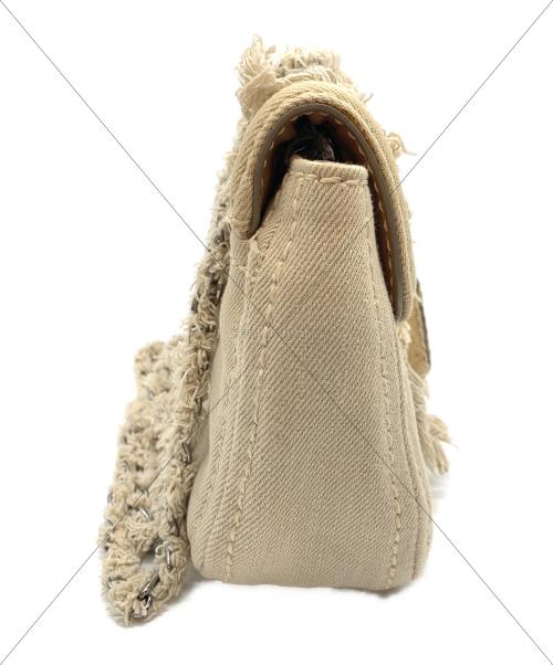 PRADA（プラダ）PRADA (プラダ) フリンジデニムチェーンショルダーバッグ ベージュの古着・服飾アイテム