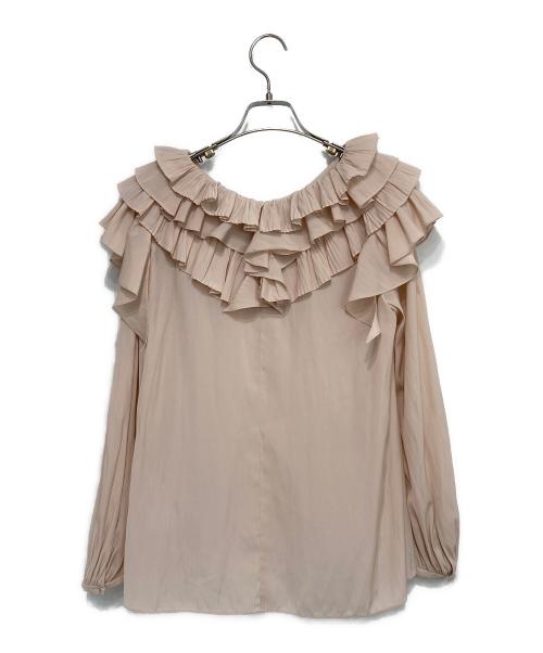 CELFORD（セルフォード）CELFORD (セルフォード) ラッフルプリーツ割線ブラウス ピンクベージュ サイズ:Fの古着・服飾アイテム