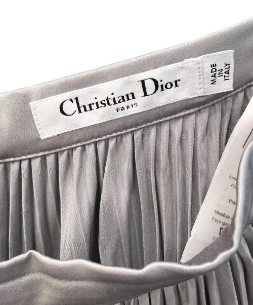 Christian Dior（クリスチャン ディオール）Christian Dior (クリスチャン ディオール) プリーツロングスカート シルバー サイズ:42の古着・服飾アイテム