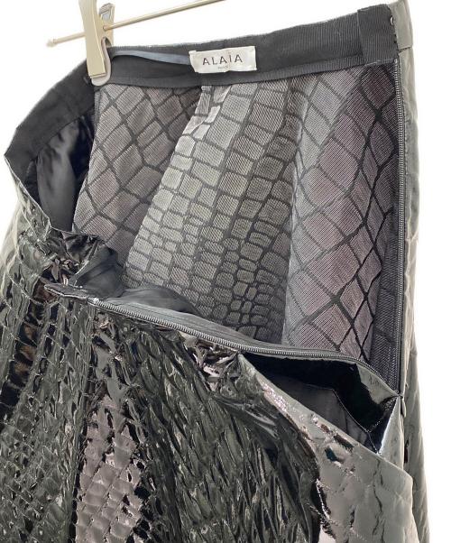 ALAIA（アライア）ALAIA (アライア) ミディ丈クロコダイルモチーフスカート ブラック サイズ:34の古着・服飾アイテム