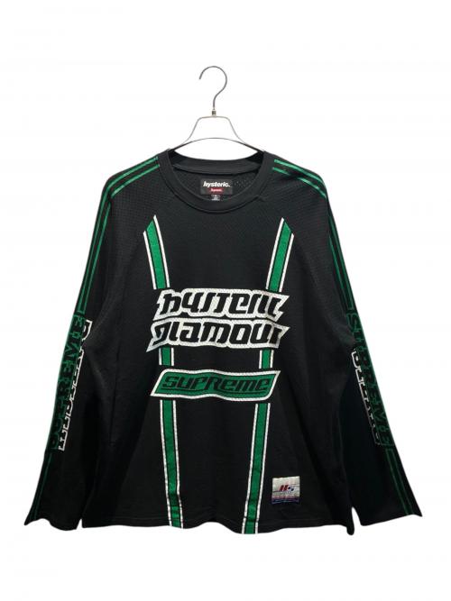 SUPREME（シュプリーム）SUPREME (シュプリーム) Hysteric Glamour (ヒステリックグラマー) Mesh L/S Top ブラック×グリーン サイズ:XLの古着・服飾アイテム
