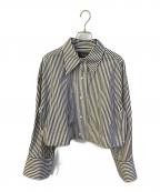 HARDY NOIRアルディーノアール）の古着「ストライプクロップドカシュクールシャツ」｜ブラック