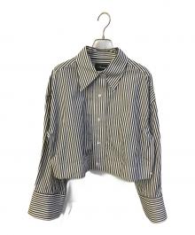 HARDY NOIR（アルディーノアール）の古着「ストライプクロップドカシュクールシャツ」｜ブラック