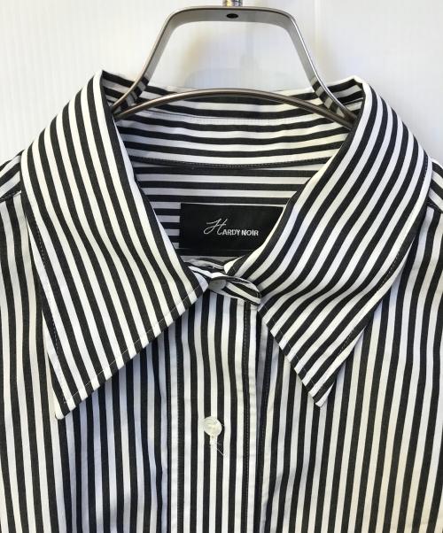HARDY NOIR（アルディーノアール）HARDY NOIR (アルディーノアール) ストライプクロップドカシュクールシャツ ブラック サイズ:SIZE Freeの古着・服飾アイテム