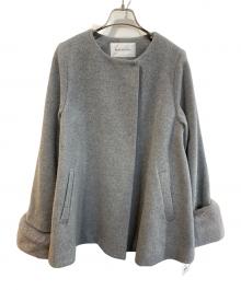 NATURAL BEAUTY BASIC（ナチュラルビューティーベーシック）の古着「フェイクファースリーブハーフコート」｜グレー