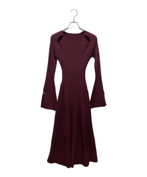 eimy istoire（エイミーイストワール）eimy istoire (エイミーイストワール) リブニットフレアワンピース パープル サイズ:36の古着・服飾アイテム