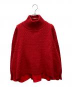 Sonoソーノ）の古着「レイヤードフレアケーブルニットプルオーバー」｜レッド