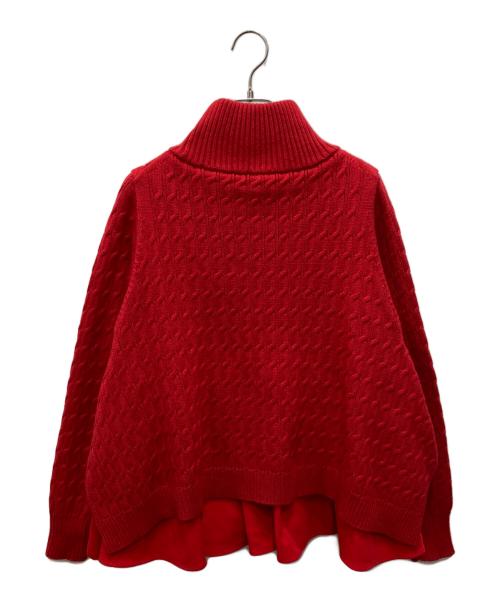 Sono（ソーノ）Sono (ソーノ) レイヤードフレアケーブルニットプルオーバー レッド サイズ:Fの古着・服飾アイテム