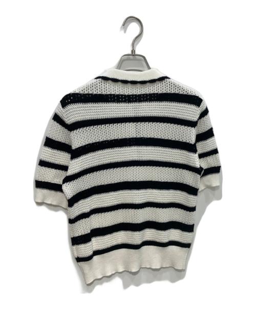 CHESTY（チェスティ）CHESTY (チェスティ) クロシェニットポロ  ホワイト×ブラック サイズ:Freeの古着・服飾アイテム