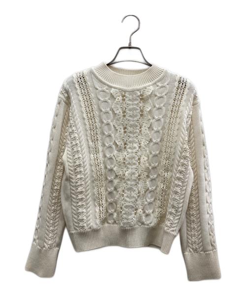 ANAYI（アナイ）ANAYI (アナイ) レースドッキングケーブルプルオーバー オフホワイト サイズ:36の古着・服飾アイテム