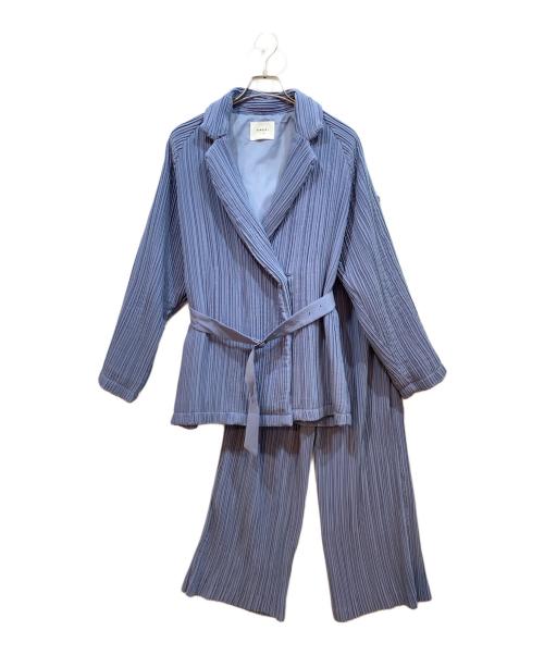 Ameri（アメリ）Ameri (アメリ) OTONA PLEAT BELT JACKET SET ブルー サイズ:ジャケット/Free、パンツ/Sの古着・服飾アイテム
