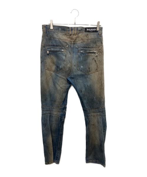BALMAIN（バルマン）BALMAIN (バルマン) オイルドバイカージーンズ インディゴ サイズ:SIZE71㎝　（W28)の古着・服飾アイテム