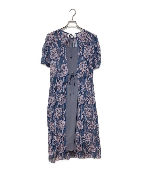 Kaene（カエン）Kaene (カエン) 配色レースエプロンワンピース パープル サイズ:38の古着・服飾アイテム