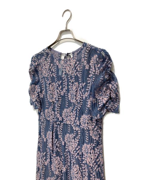 Kaene（カエン）Kaene (カエン) 配色レースエプロンワンピース パープル サイズ:38の古着・服飾アイテム