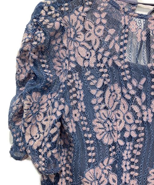 Kaene（カエン）Kaene (カエン) 配色レースエプロンワンピース パープル サイズ:38の古着・服飾アイテム